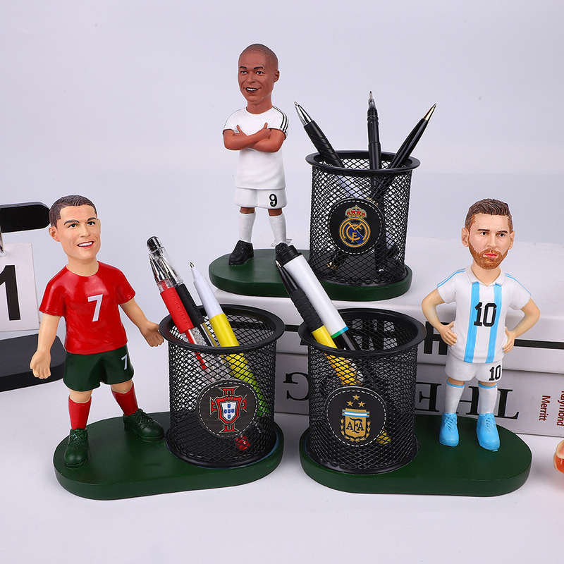 Cute Messim Babe Ronaldo Cartoon Pen Case Ornaments Graduation Student Gift Office Desktop Ornaments Storage
