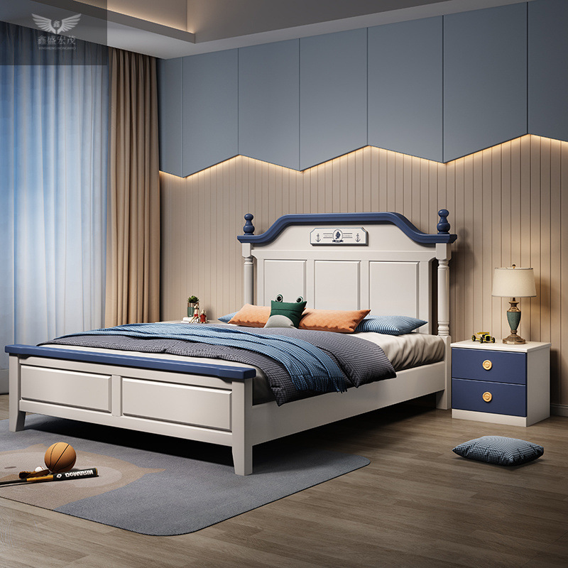 Cama para niños americana de madera maciza simple niño 1,5 m cama doble individual con almacenamiento niña 1,2 m adolescente