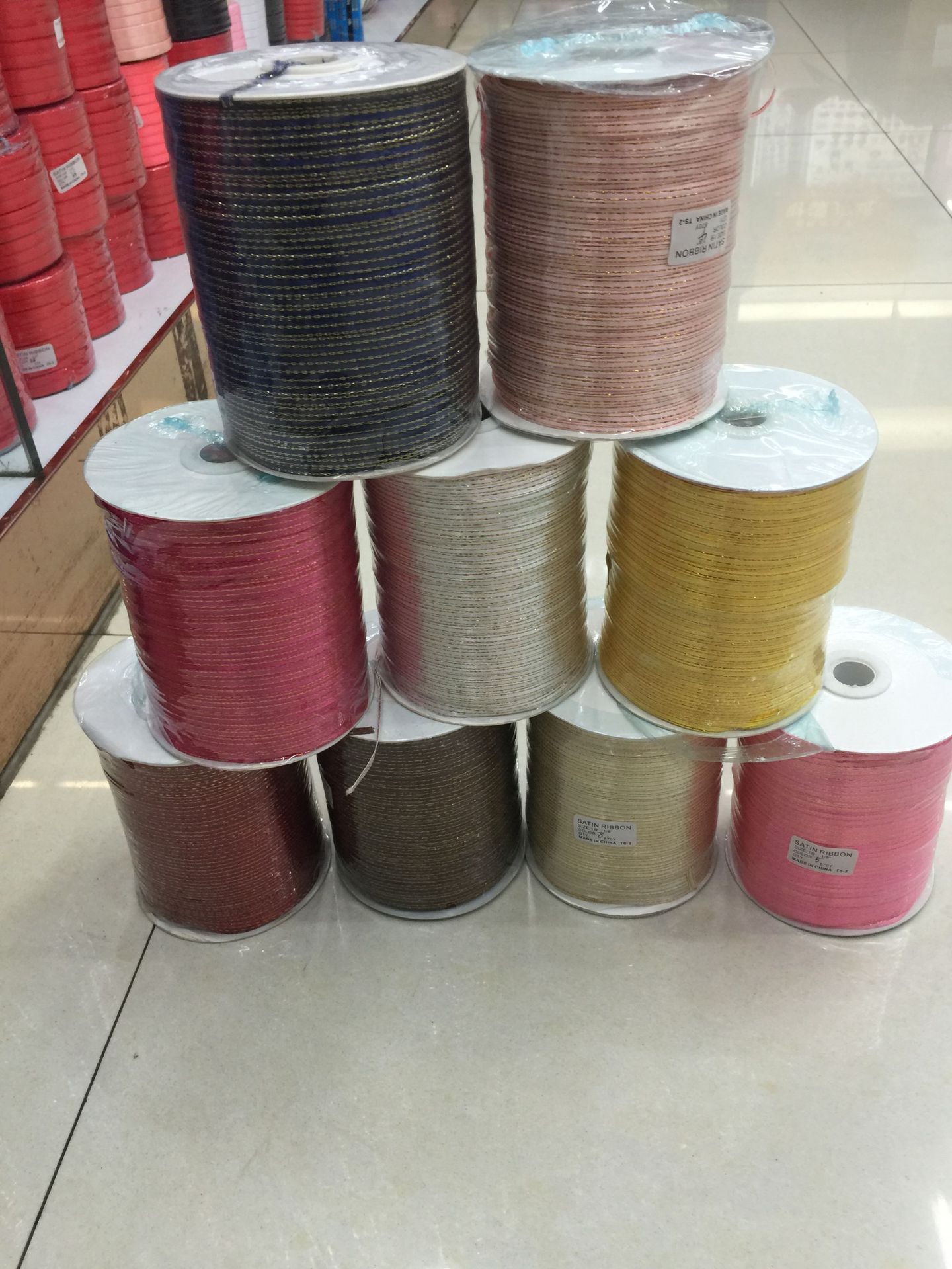 0.3CM金边缎带扎气球彩带DIY蝴蝶结辅料喜糖礼盒配件金边缎带