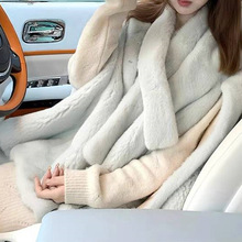 老钱风 仿澳毛/丹麦天鹅绒短二水貂皮草斗篷外套圆领氛围感女秋冬