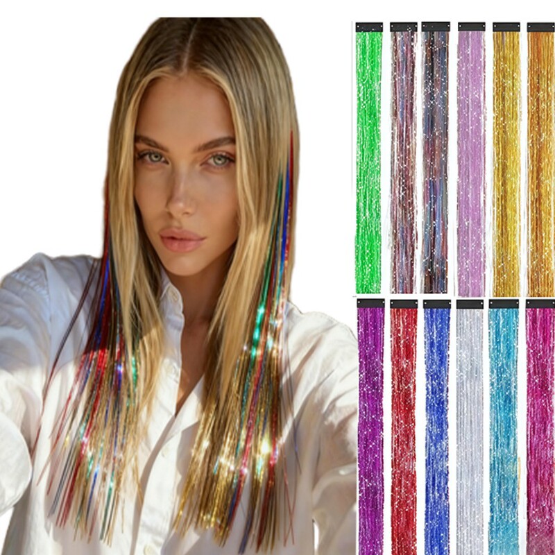Colorful Shiny Laser Hair Extensions, Shiny Gold and Silver Threads, European and American Cross-Border Laser Hair Extensions, Seamless Hair Extensions for Women Colorful Shiny Laser Hair Extensions, Shiny Gold and Silver Threads, European and American Cross-Border Laser Hair Extensions, Seamless Hair Extensions for Women