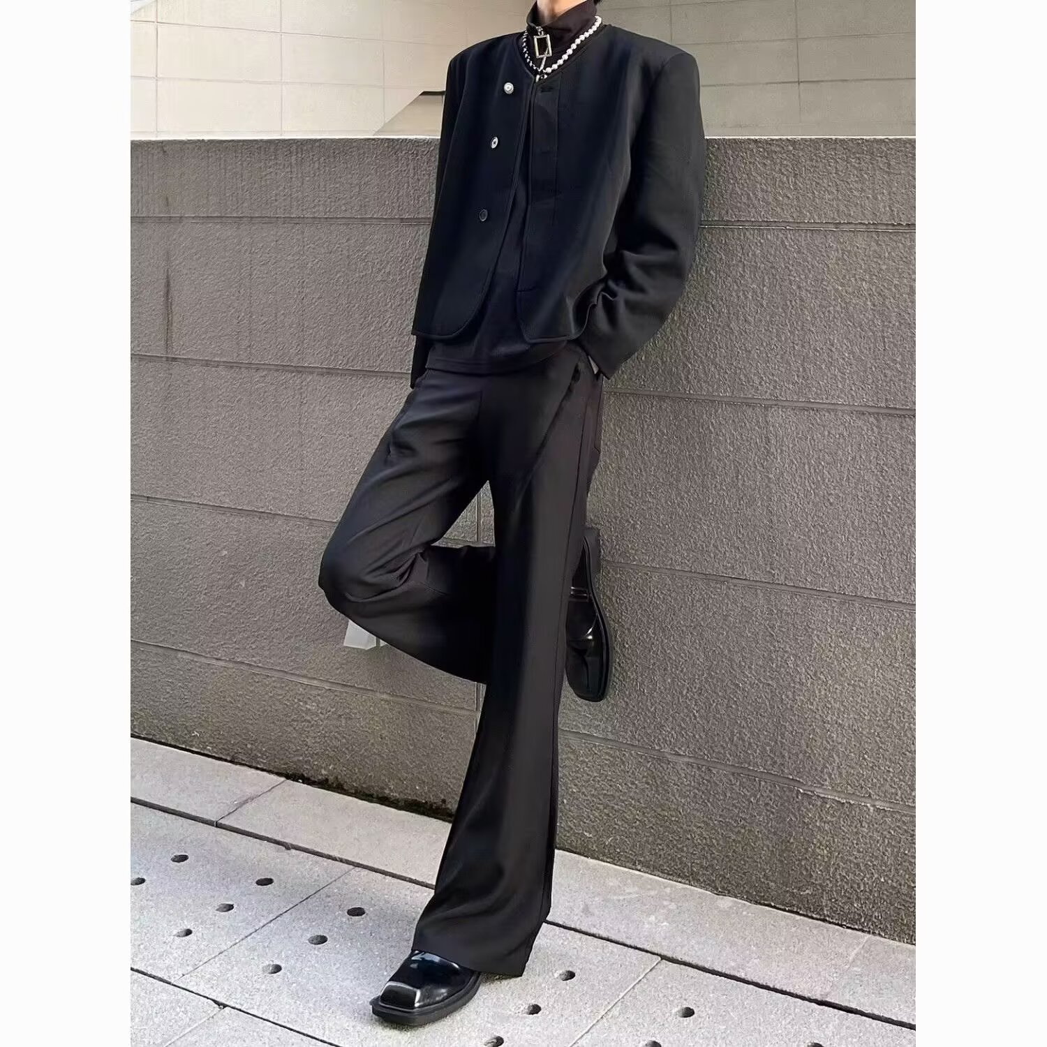 cleanfit men's micro-drape pants pleated design high-end pants spring and autumn tall straight pants