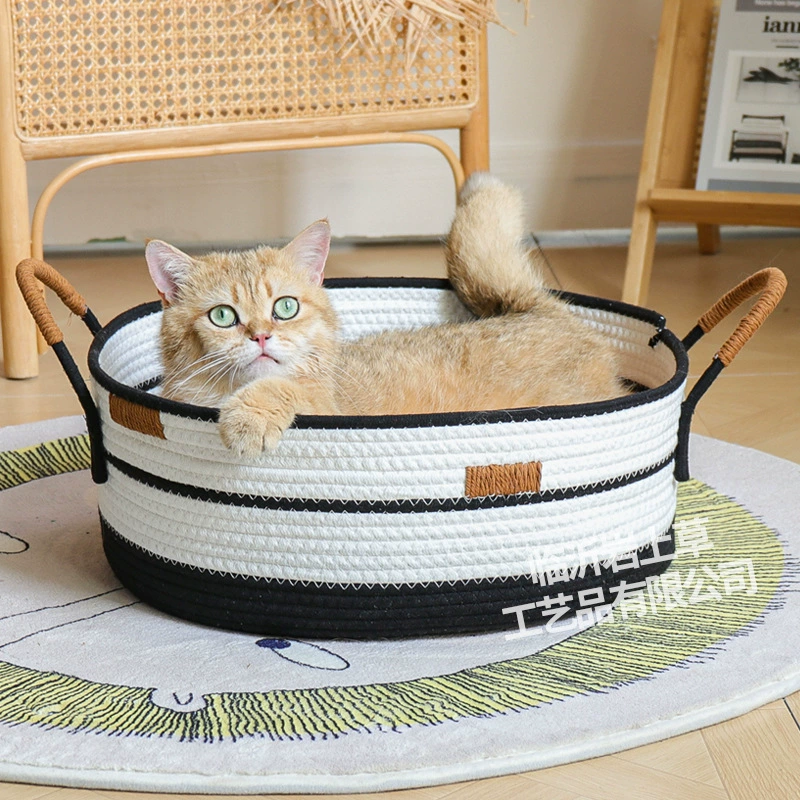 Кошачье гнездо из ротанга, гнездо для домашних животных ручной работы, универсальное для всех сезонов, моющийся, устойчивый к царапинам спальный коврик, принадлежности для домашних кошек