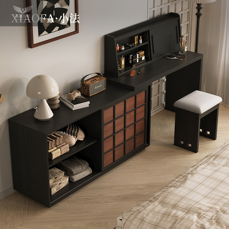 Mesa de tocador de esquina multifuncional retro, cómoda de dormitorio antiguo, cómoda, mesa de tocador de una pieza al final de la cama, almacenamiento francés