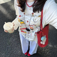 韩系甜美HelloKitty印花长袖t恤女早秋新款甜辣妹可爱圆领上衣潮