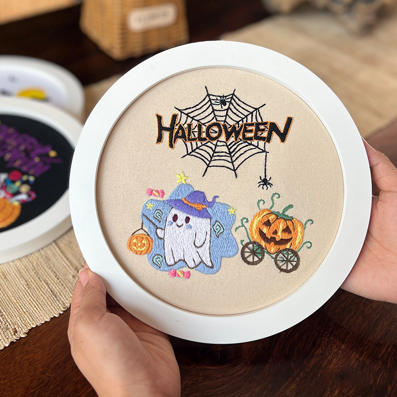 Lu Xiu bordado hecho a mano paquete de material DIY calabaza de Halloween colgando pintura regalo creativo de los niños transfronteriza Inglés pintura colgante