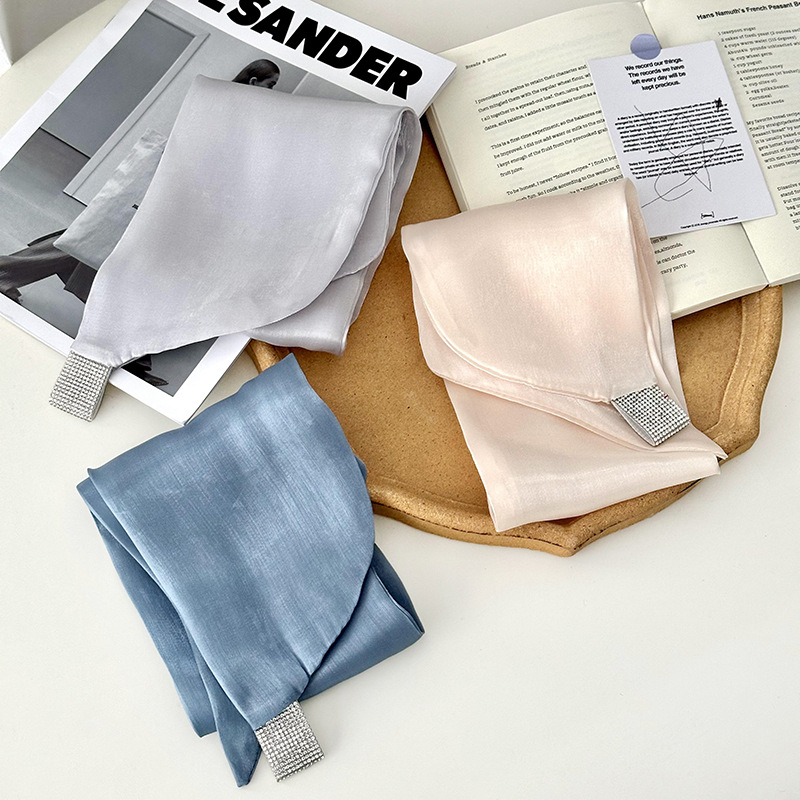 Bufandas de seda nueva bufandas de cuello doble temperamento puro coreano bufandas de encaje largo bufandas al por mayor