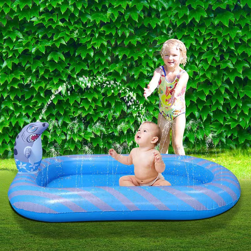 PVC Swimming Pool Kidsren's Water Toys Outdoor Lawn Sprinkler Game Mat Inflatable Water Spray Pool Dinosaur Slide Pool