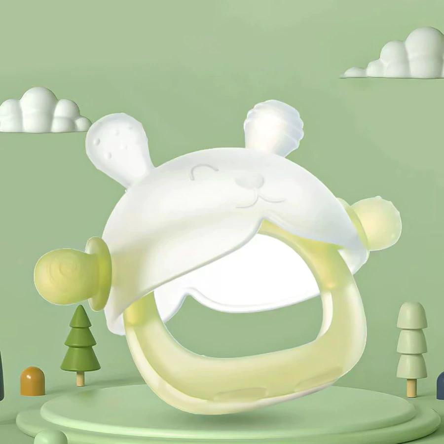 Children's rabbit, teether, safe food silicone with clove mushrooms, (Cross-border trading)