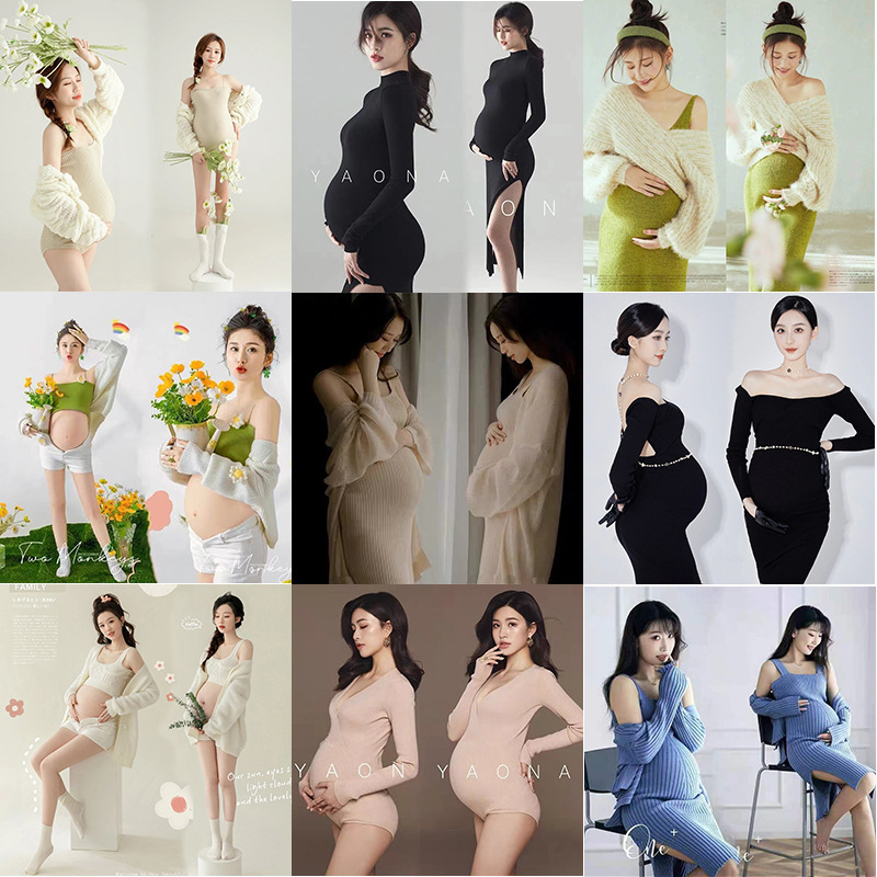 New Pregnant Women Photo Clothing Photo Studio Pregnant Mummy Big Belly Photo Photo Dress Photography Art Photo Pregnant Women Photo Clothes
