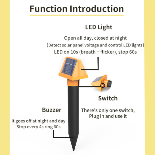  cross-border new product high-power rat repeller LED light source variable frequency ultrasonic snake repeller solar rat repeller