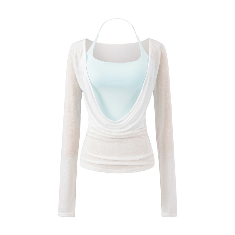 Foreign Trade Cross-Border Yoga Long-Sleeved Cover-Up for Women with Chest Pads, High Elasticity, Quick-Drying Yoga Sports Fitness Vest Two-Piece Set