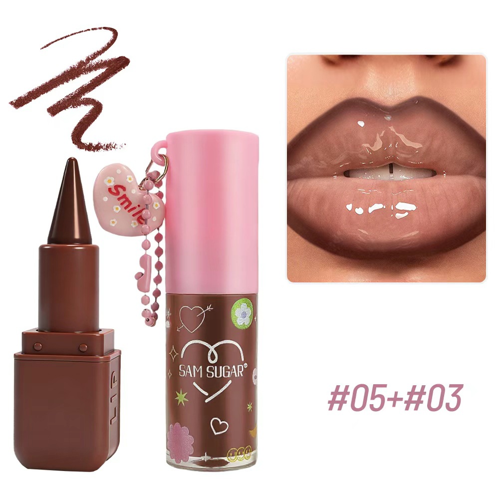 Cross-border SAM SUGAR Lip Liner Lip Oil Set Brilliant Moisturizing Lipstick Mirror Resistant
