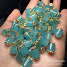 翡翠色巴山镶嵌小桶珠散珠工厂直销diy玉石配饰链条配饰材料批发