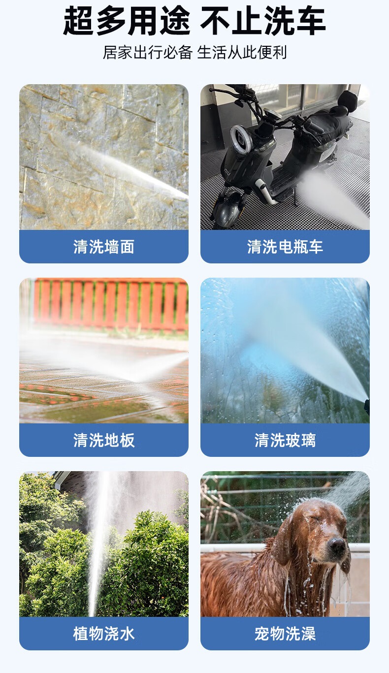 Kingjoy High-Pressure Water Gun for Car Washing, Household Use with Nozzle, Hose for Washing, Watering, Garden, and Landscape