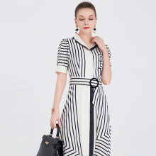 一手货源【佳人苑】品牌专柜撤柜！韩版条纹收腰显瘦连衣裙女25夏