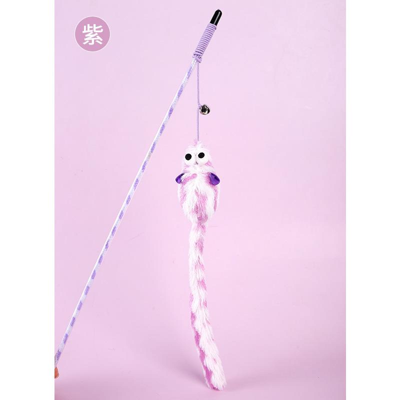 Fábrica al por mayor HAVO felpa gato juego palo interactivo gato juguete caramelo color rayas larga cola ratón divertido gato palo