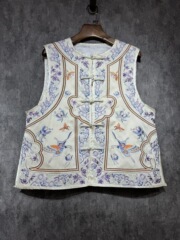 新中国風馬甲女重工刺繍高級中国風酢酸サテン対襟盤ボタン袖なしベストベストベスト