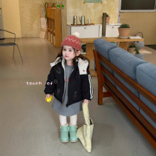钛金熊童装批发女童90-130码2025深秋TF韩版休闲卡通涂鸦棉服外套