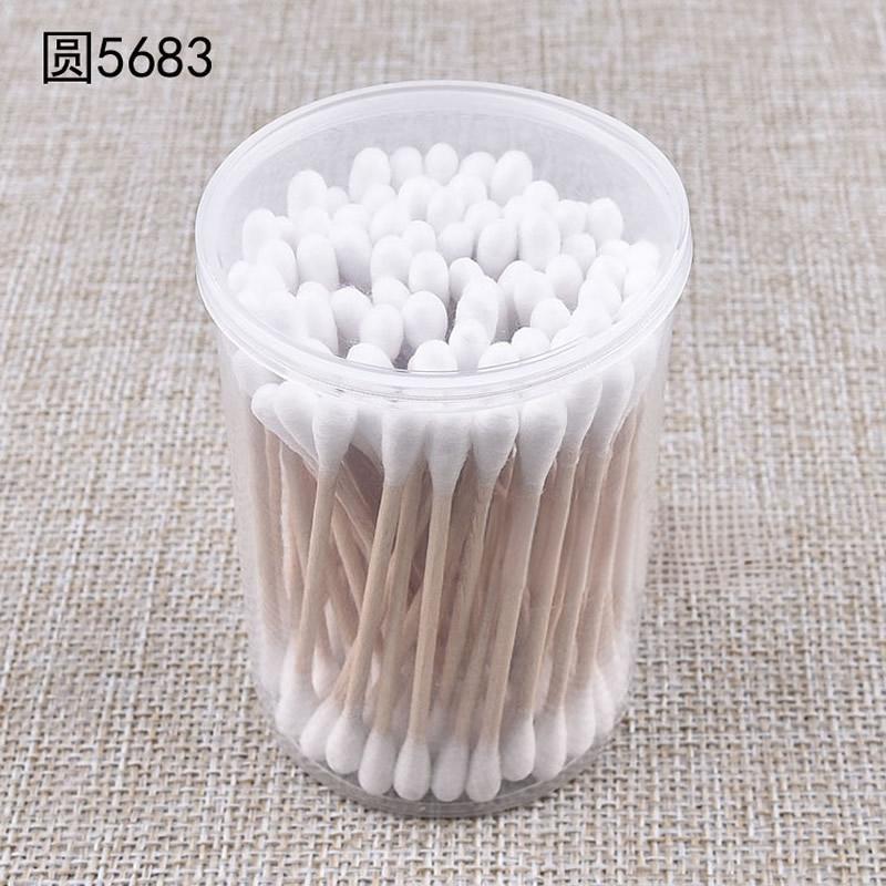 广东产细轴100支棉签盒 圆形棉签收纳盒包装盒PP圆盒塑料盒棉签筒