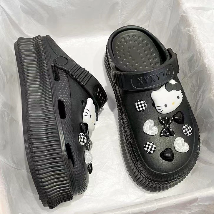 Сандалии Hello Kitty летние дышащие нескользящие пляжные тапочки, дорожные шлепанцы, легкие