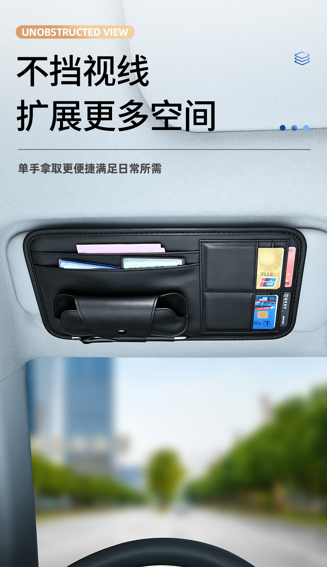 Car Sun Visor Storage Clip, Multifunctional Car Glasses Holder, Card Holder, In-Car Storage Bag, Document Holder, Storage Set