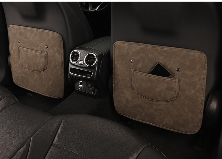 Car Kidsren's Seat Back Anti-Kick Pad Business Classic Rear Seat Anti-Kick and Anti-Scratch Pad Leather Stain-Resistant Seat Back Pad