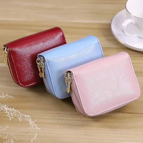 New creative large capacity double zipper accordion card holder European and American portable coin purse credit card holder advertising promotion
