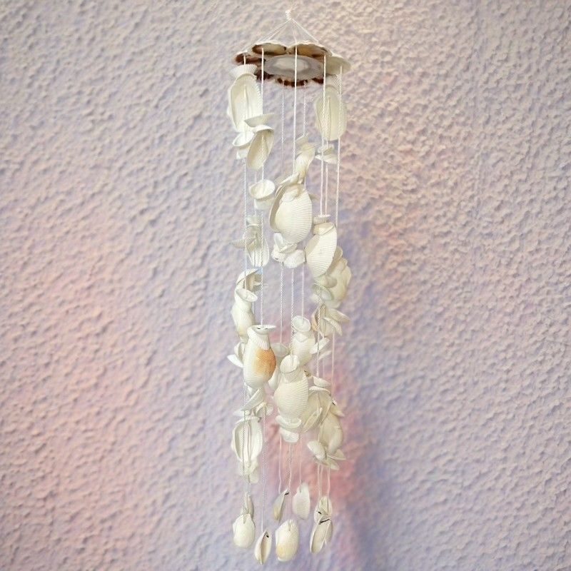 Wind Chime V2623 Fashion Accessories Store Colorful Shell Exquisite Japanese Style 19-Piece Double Dragon White Color_voghion.com