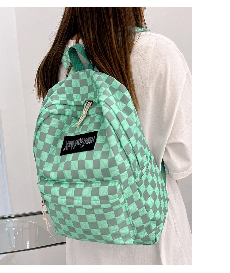 Korean ins artistic trend checkerboard checkered backpack, Japanese Harajuku style fresh and clean high school and junior high school student bag undefined