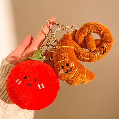 Cartoon Food Toy Plush Keychain Chicken Burger Doll Hook Ornament Fun Food Toy Restaurant Gift Wholesale