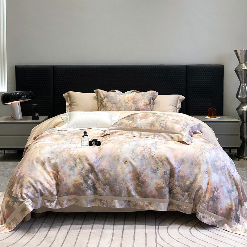 American High-End Tencel Cotton Digital Printed Wide-Brimmed Quilt Cover Bedding Four-Piece Set High-End Home Bedding