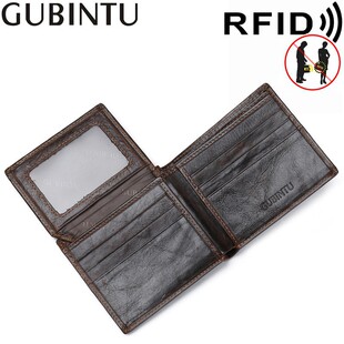 GUBINTU�羳��ʿ�͹�ţƤ���Iˢ��Ƥ�X��RFID protection wallet