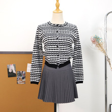 25秋季新款法式小香风条纹短款针织开衫修身显瘦长袖百搭毛衣外套