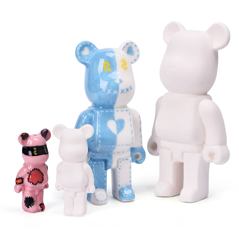 Водяной流星陶艺 Plain high white clay plain fired underglaze painted handmade creative internet celebrity fluid bear decorative ornaments