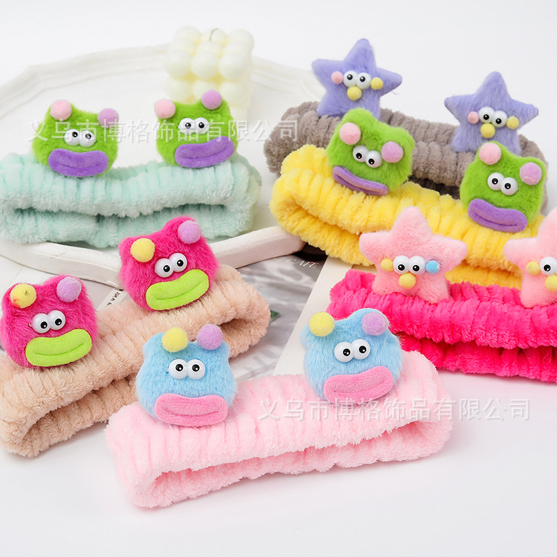 Corea del sur de dibujos animados Tridimensional Linda muñeca de peluche lavado de cara banda de pelo oso estrella diadema maquillaje femenino accesorios para el cabello