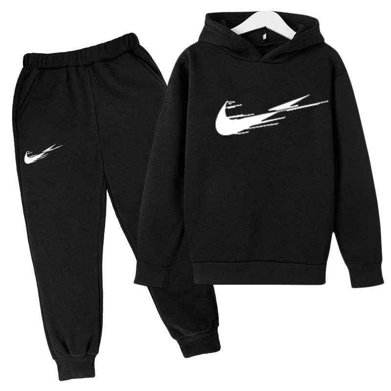 Autumn New Solid Color Sweatshirt Men's and Girls' Suits Personalized Printed Loose Jacket Casual Two-Piece Set Autumn New Solid Color Sweatshirt Men's and Girls' Suits Personalized Printed Loose Jacket Casual Two-Piece Set