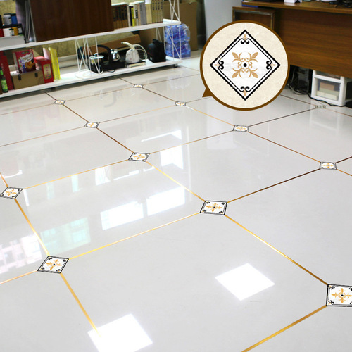 Tile floor tile stickers floor stickers waterproof wear-resistant self-adhesive living room floor stickers floor seam decorative decals diagonal stickers