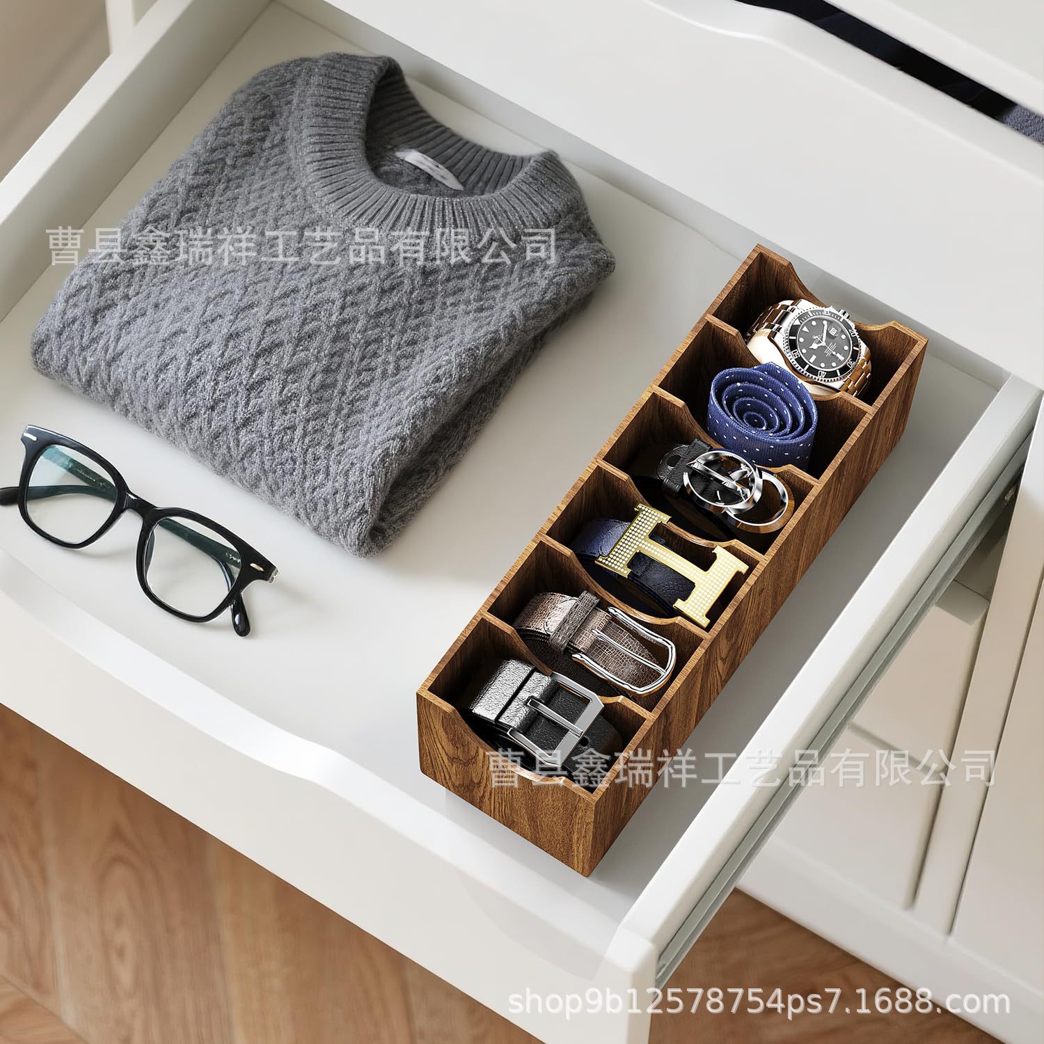 Wooden Watch Storage Box Watch Men's Mechanical Watch Drawer Storage Display Glasses Jewelry Tie Storage Box