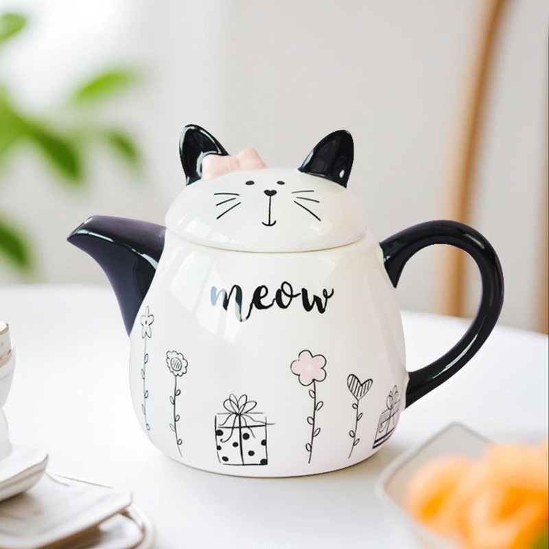 Cute dibujos animados con molduras de orejas de gato, cerámica de alta calidad, seguro y duradero, diseño de mango a prueba de quemaduras íntimo.