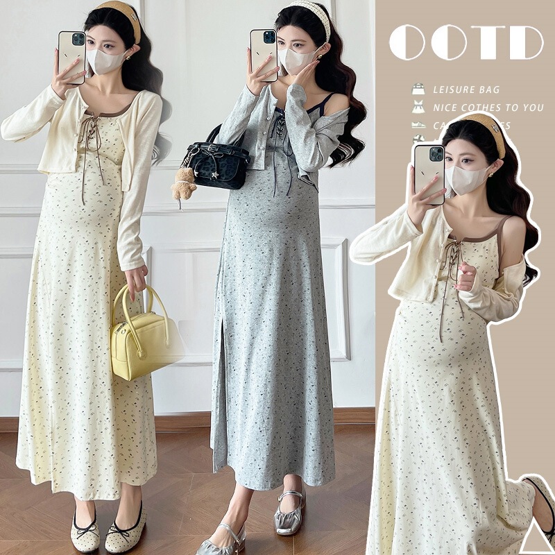 Maternity Fashion 2026 New Summer Sun-Protective Cardigan Top + Suspender Dress Two-Piece Set Maternity Fashion 2026 New Summer Sun-Protective Cardigan Top + Suspender Dress Two-Piece Set