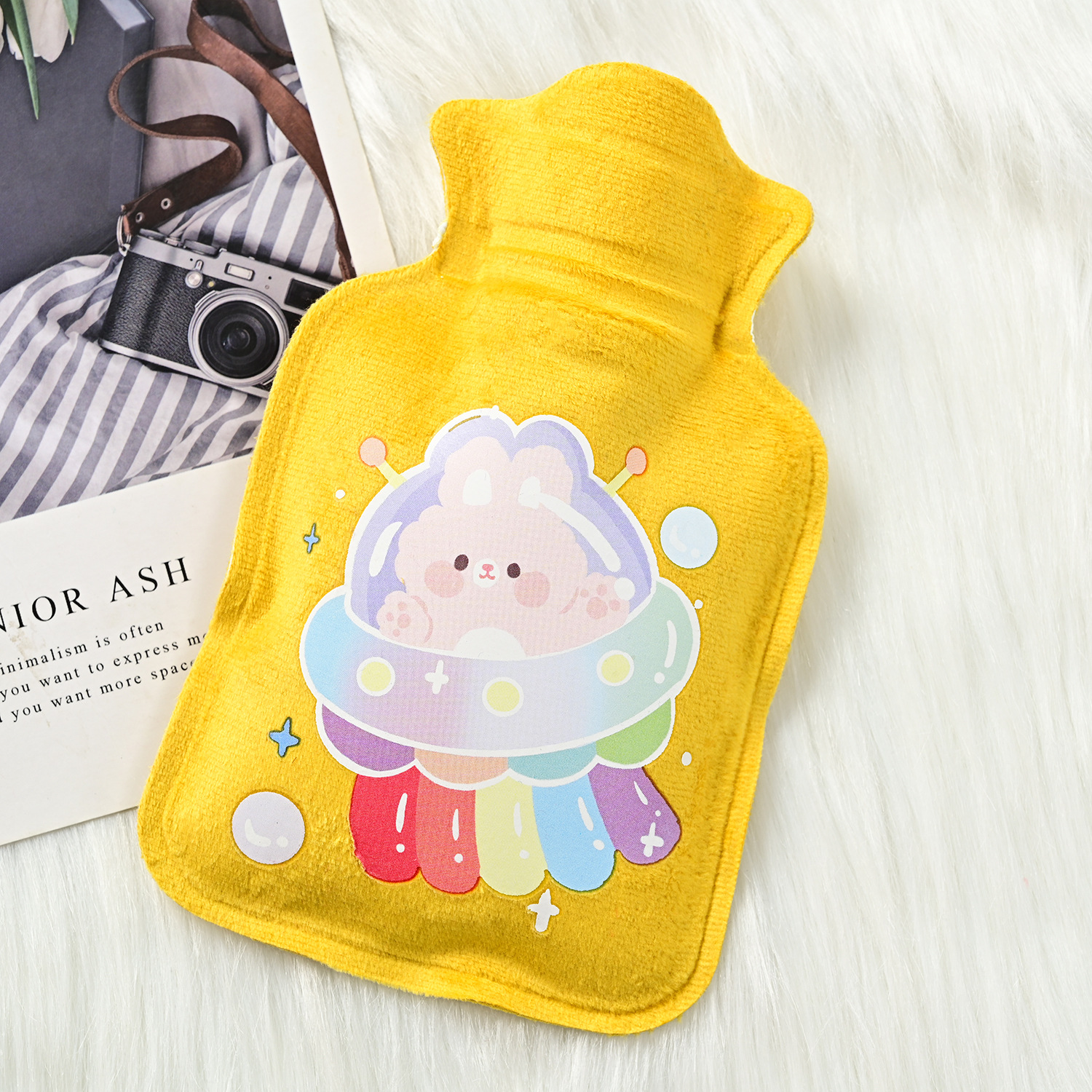 New Short Plush Hot Water Injection Bag Small Hot-water Bag Portable Warm Belly Mini Plush Warm Handbags Heating Pad display picture 11