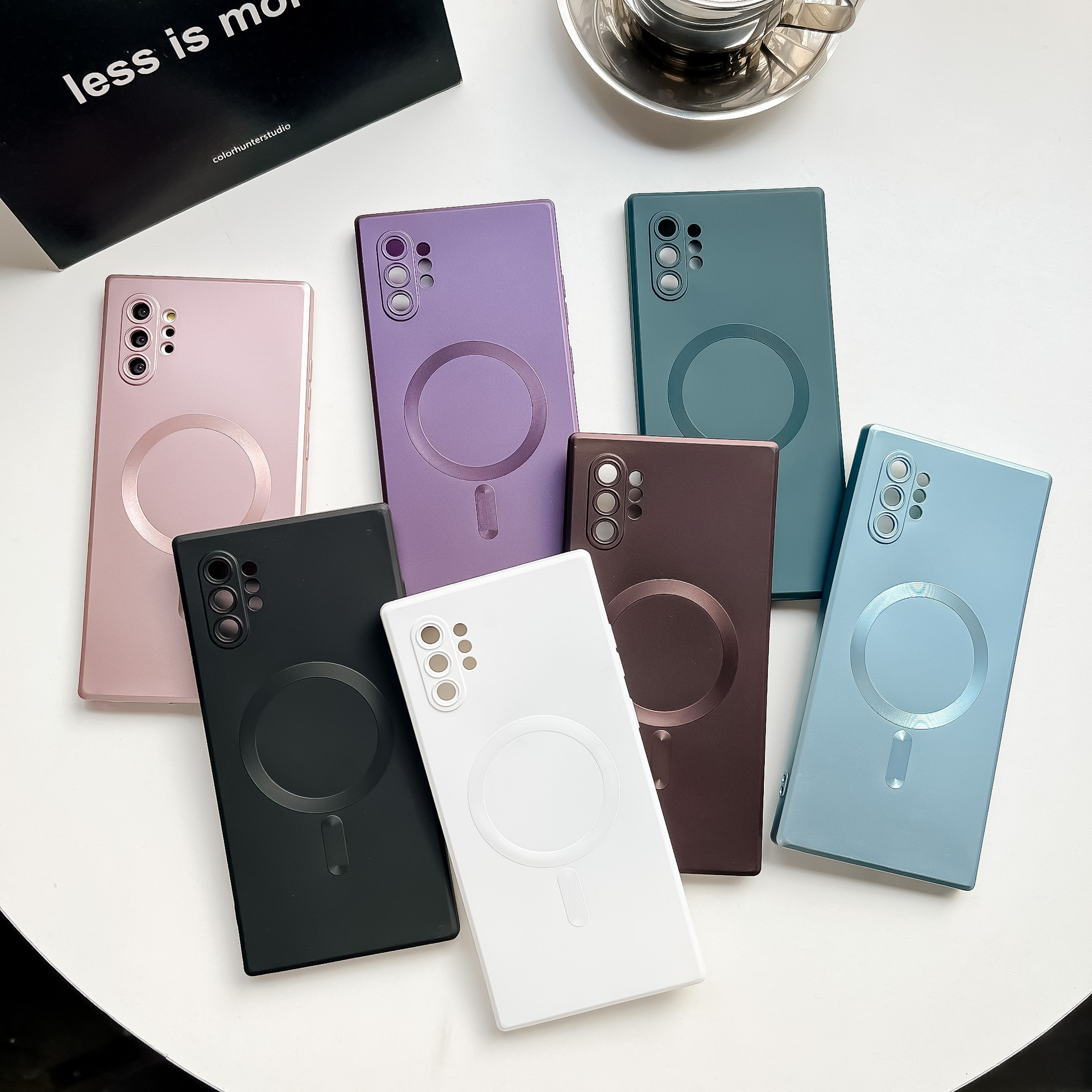 Suitable for Samsung Zflip5 Anti-Fall S24Plus Magnetic S23Fe Electroplated A17 Metal Paint Note20 Mobile Phone Case