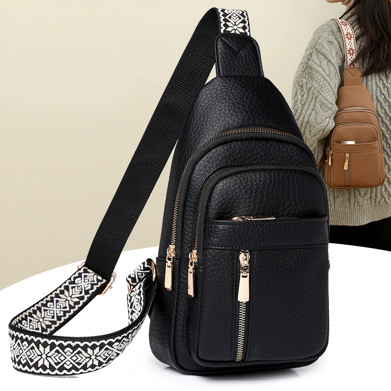 Retro chest bag, universal polyurethane shoulder bag, one-shoulder bag for leisure