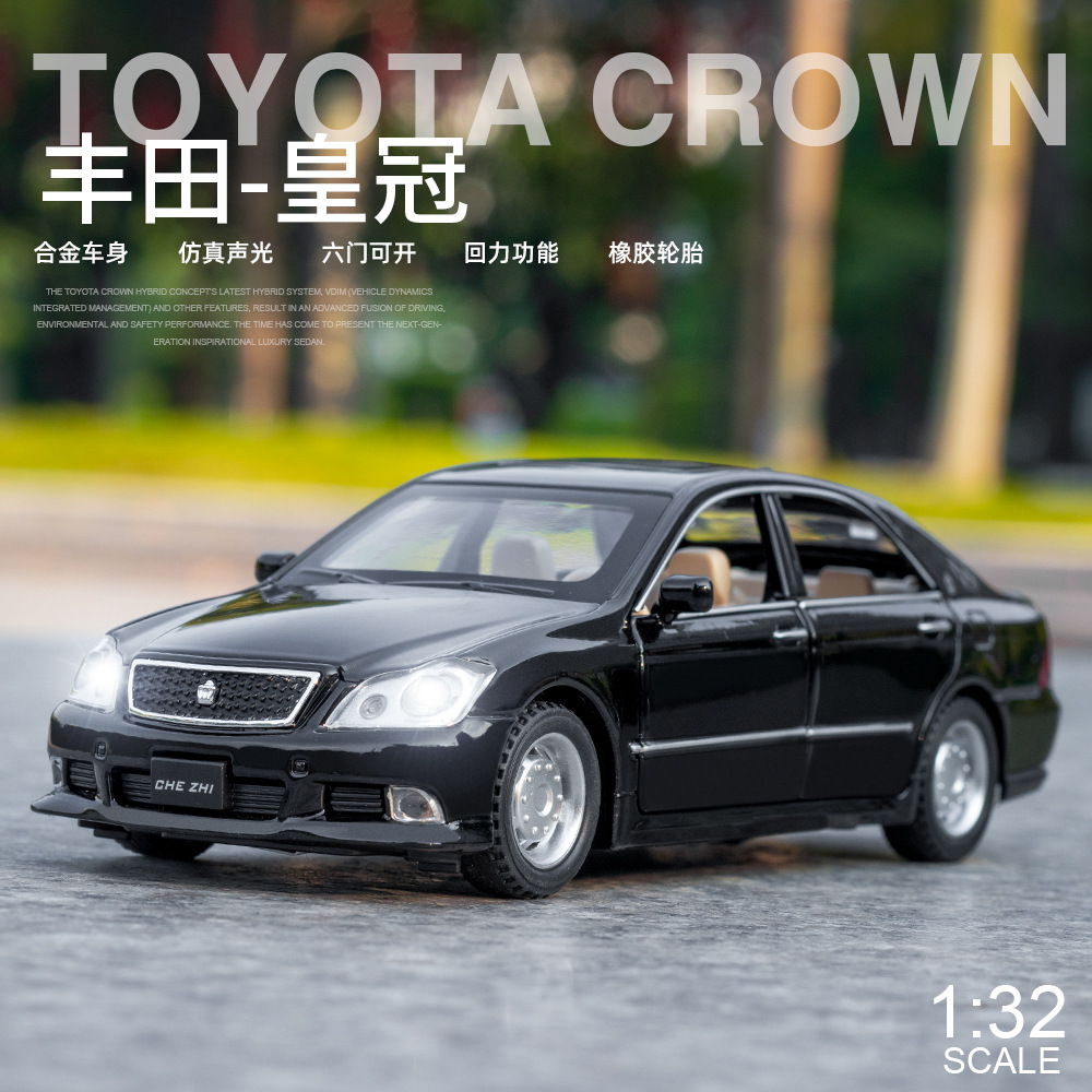 Car Model: 1:32 Toyota Crown Six-Door Alloy Sound and Light Rebound Car Toy for Children