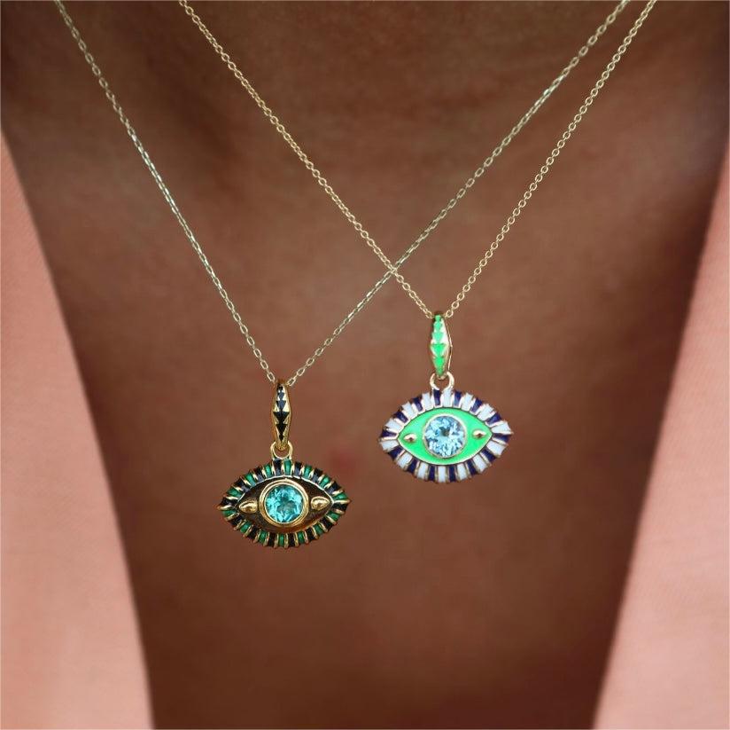 Devil's Eye Vintage Style 304 Stainless Steel Pendant Necklace Enamel Plating Lobster Trigger Clasp Closure display picture 2