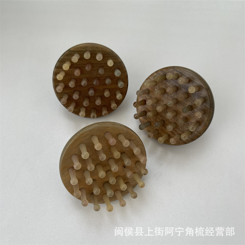 Green Sandalwood Horn Massage Comb 28-Pin Scalp Meridian Brush Portable Head Therapy Tool quality and texture