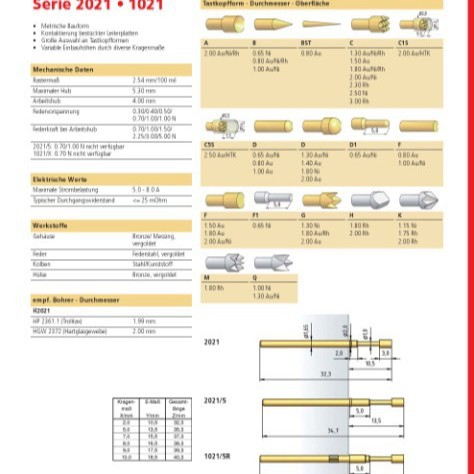 大量现货供应PTR 2021/5太阳能光伏探针 进口光伏弹簧探针线路板