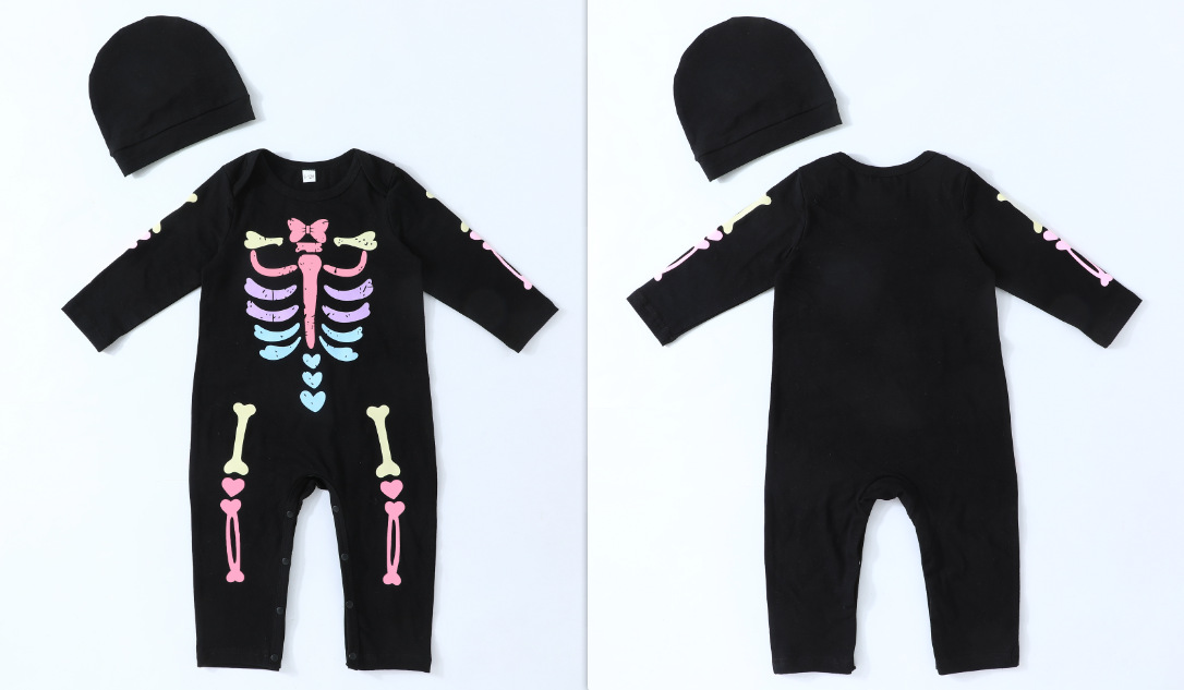 INS baby Halloween character costume fashion luminous skeleton jumpsuit now available_voghion.com