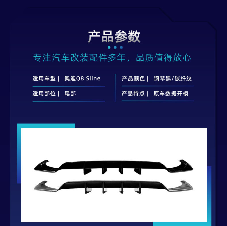 Applicable to Audi Q8 4m Sline 2019-2023 Three-Section Rear Lip Spoiler Corner Modification Parts